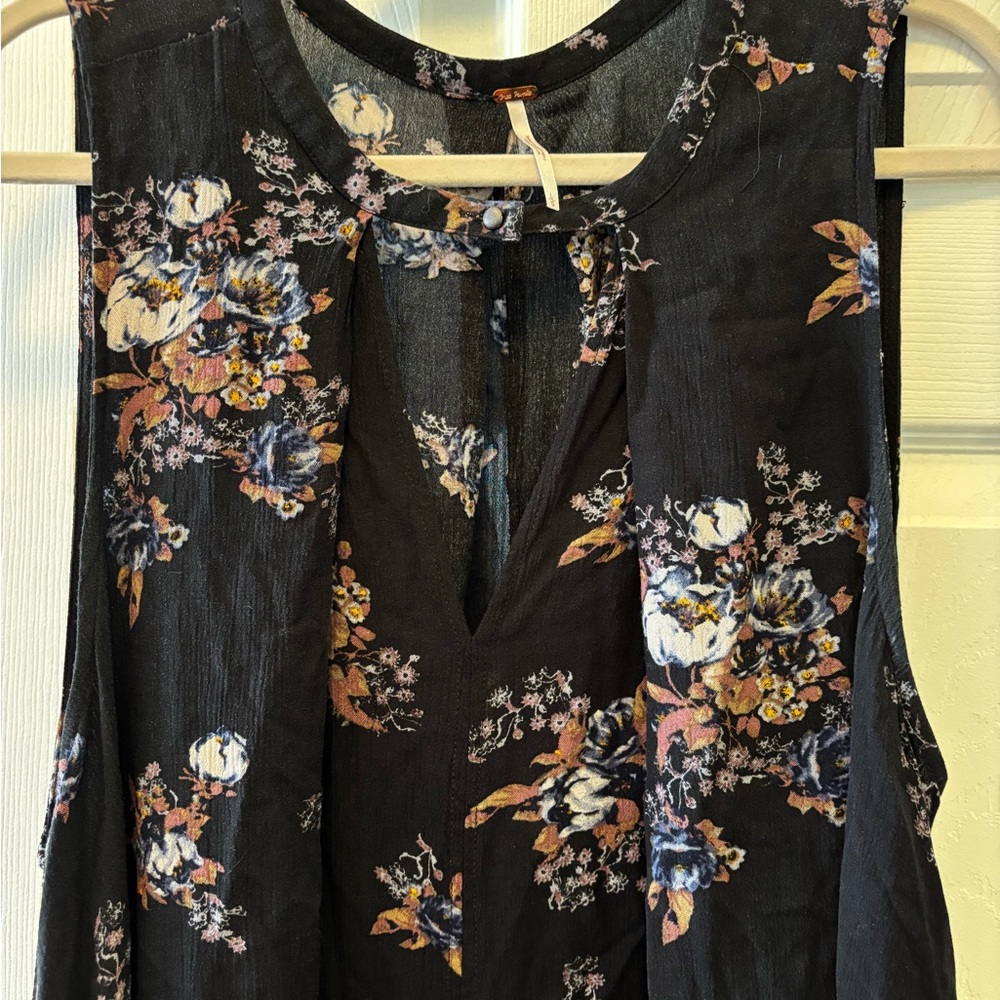 Free People Floral Black Sleeveless Dress Size Large BWOT - Picture 11 of 11